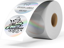 2 Inch Circle Holographic Thermal Label 400pcs Thermal Printer Stickers, Silver