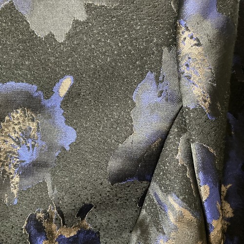 Black Gold Blue Metallic Floral Jacket Fake Pocket Hook & Eye Fastening Size 14 - Picture 9 of 11
