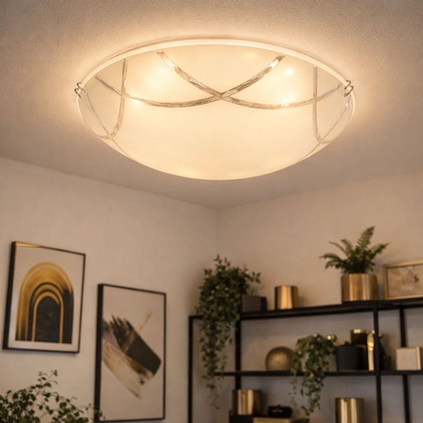 Deckenlampe Wohnzimmerleuchte Deckenleuchte Chrom Glas Nickel Matt Warmweiß Led-image