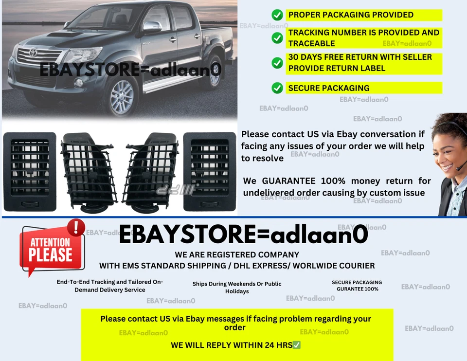 Air Conditioner A/C Air Vent Outlet Fit For Toyota Hilux VIGO mk6 mk7 2005-2012 Foto 3 de 4