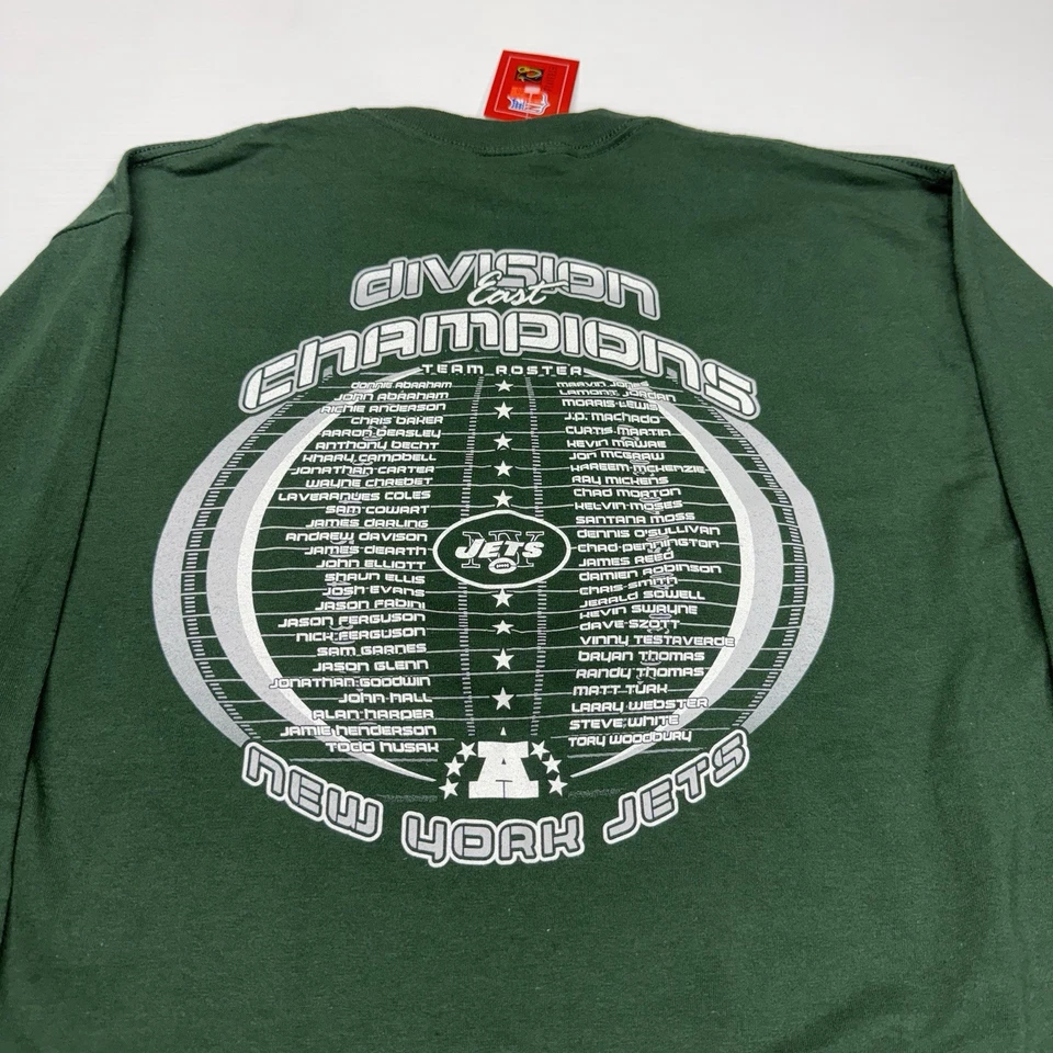 Camisa De Colección NFL NY Jets Para Hombres L Verde 2002 AFC East Champs Lista Manga Larga Nueva Con Etiquetas Foto 4 de 4