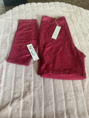 meshki Rhinestone Short And Top Set Hot Pink Brand New