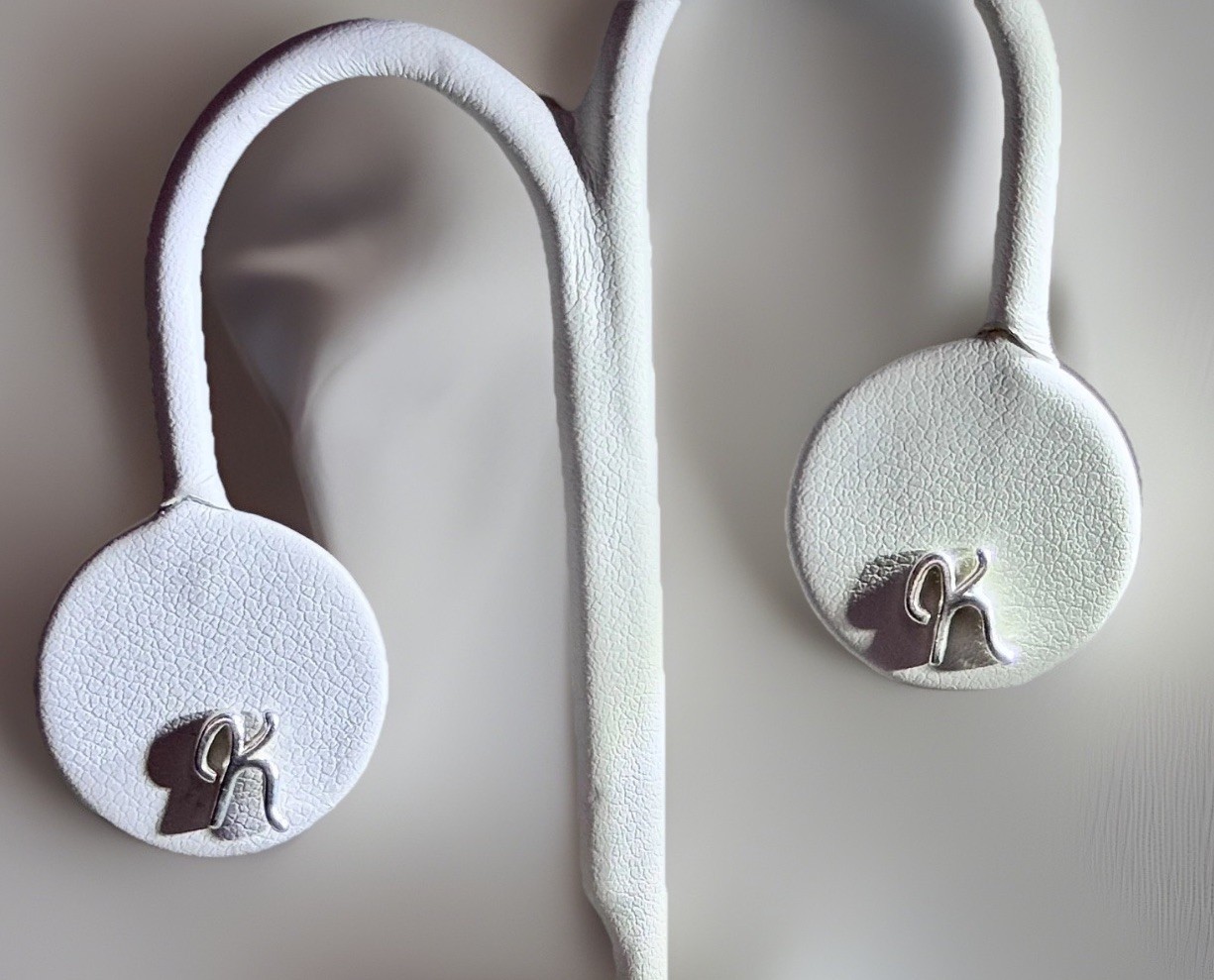 Sterling Silver Script K Initial Stud Earrings 92… - image 2