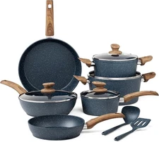 Kitchen Academy Pots and Pans Set Non Stick - 12 Piece Induction Kitchen Cookwar