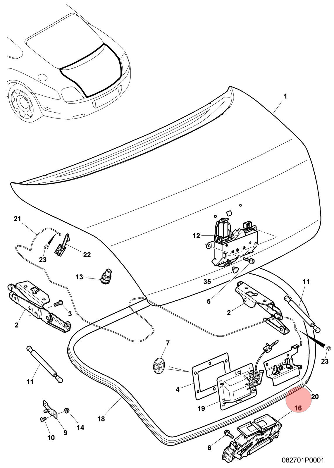 04-10 BENTLEY CONTINENTAL GT COUPE REAR TRUNK LOCK RELEASE LATCH STRIKER OEM