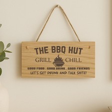 BBQ Signs For Outside The BBQ Hut Sign Garden Sign For Outdoor Shed Plaque Gift