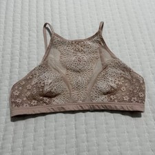 Victoria  s Secret Body By Victoria Pink Lace Mesh Unlined Bralette Bra M Medium