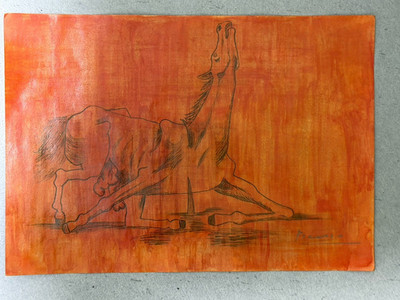 lot of 1 PICASSO drawing and painting on old paper signed stamped