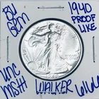 1940 BU UNCIRCULATED WALKING LIBERTY SILVER HALF DOLLAR AUTHENTIC U.S. MINT 6166