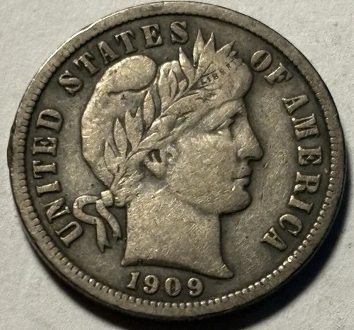 1909 Barber Dime — VF Condition, Original Surfaces 🔥
