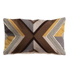 Cotton Embroidered Lumbar Line Design, Multicolor Pillows, 20" L x 12" W x 1" H