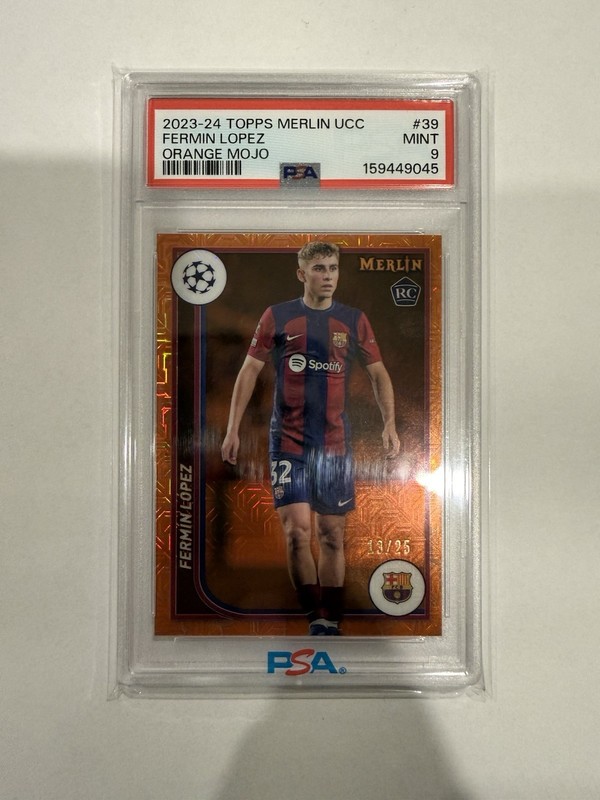 2023-24 Topps Merlin UEFA Club Competitions RC Fermin Lopez Orange Mojo #13/25