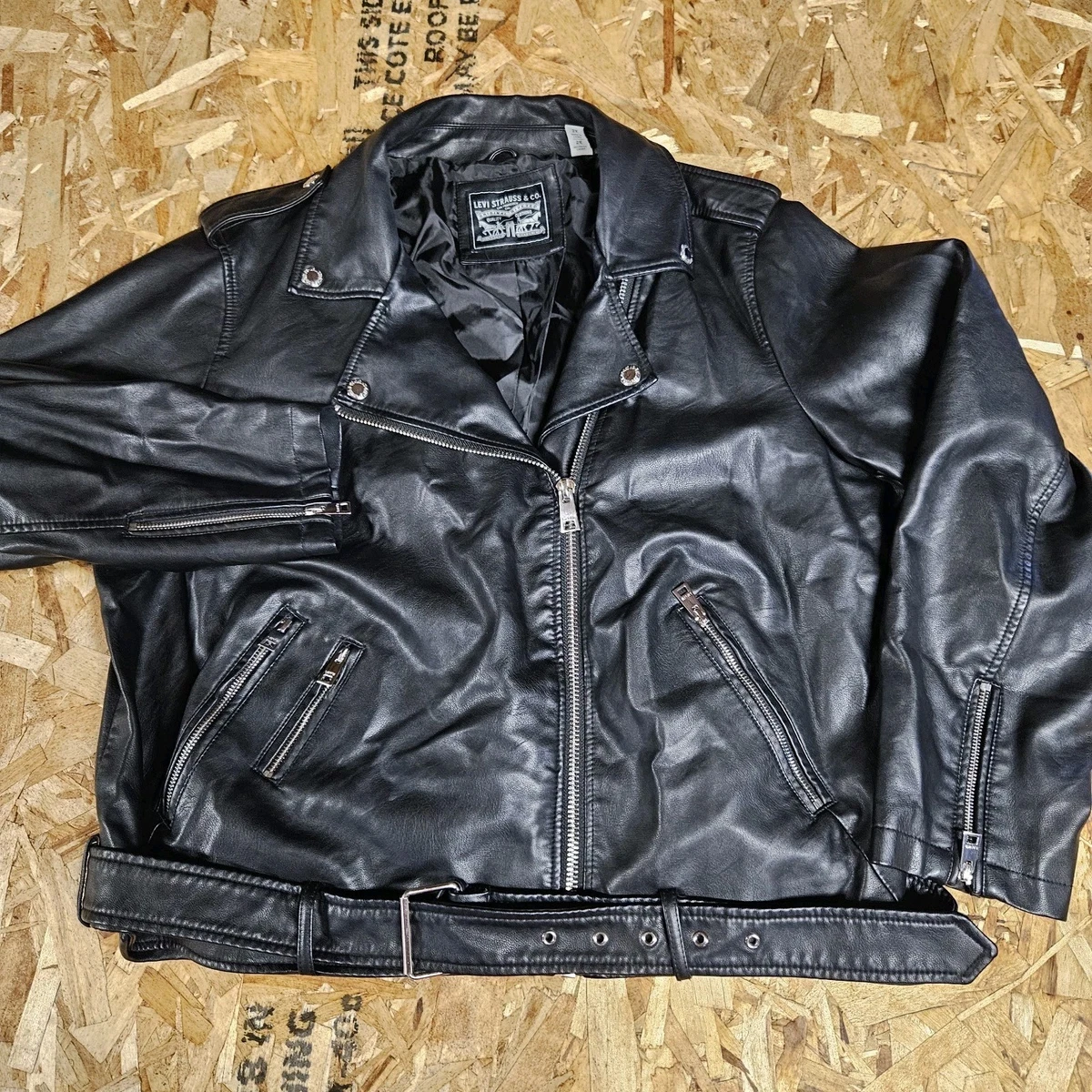 Levis Chaqueta Mujer Chaqueta De Motociclista Roja De Piel Sintética Para Mujer, Con Tachuelas, Corte Ajustado, Abrigo Corto Para Motocicleta, Rojo Shein Chaqueta Piel Sintetica