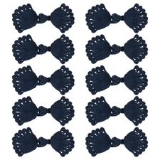 10 Pairs Chinese Knots Frog Buttons Navy Blue Sewing Buttons with Beads