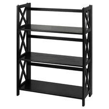 38 In. H Black New Finish Solid Wood 3-Shelf Etagere Bookcase