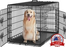 Jaula para perros de 42 pulgada con puerta doble y divisor con bandeja extra ble