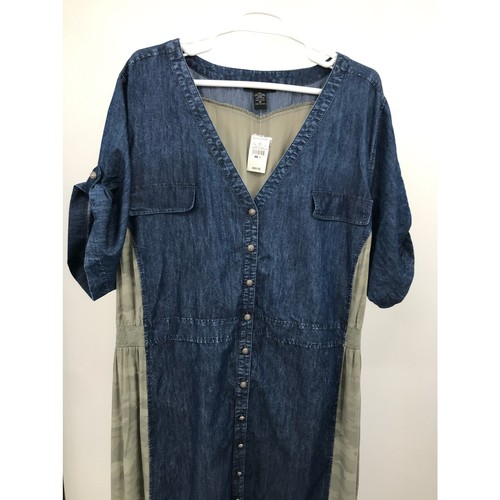 Ashley Stewart Chambray Camouflage Maxi Dress Plus Size 36 - Picture 3 of 11