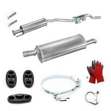 Mitteltopf Endtopf  (mit Halterband dazu) Anbausatz Auspuff für Opel Astra  F