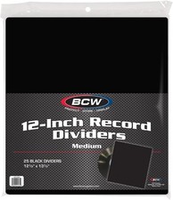 50 BCW Medium Black 12 In. Record Dividers Archival Quality Vinyl 2 Packs DEAL