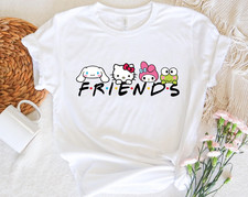 Hello Cat Friends Kawaii Kitty Characters Melody Keroppi Cinnamoroll Y2K T-shirt