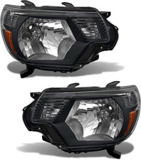 2012-2015 Toyota Tacoma Headlight Assembly Pair Black Amber Reflector Left Right