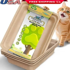 Leakproof Disposable Cat Litter Box 4 Pack Odor Resistant Cardboard Liners New