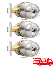 Brushed Nickel Door Knobs Keyed Alike Entry Locksets 3 Pack Interior Exterior