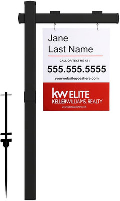 6' Vinyl PVC Realtor Sign Post with Arm for Open House, Black (No Sign)