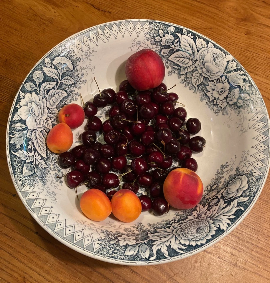Cuvette terre de fer, St Amand & Hamage, modèle Jardinière, décor bleu. - Photo 4/4