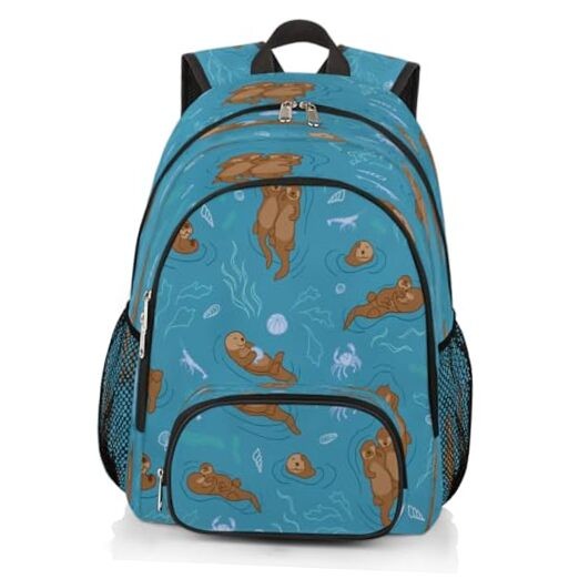 Waterproof Laptop Backpack for Men Women Kids with Sea Otters Design