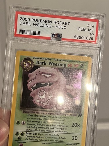 Dark Weezing PSA 10 Pokemon 2000 WOTC Team Rocket 14/82 Holo Swirl Low POP 162! - Picture 11 of 12