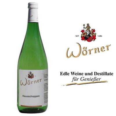 (6,97 /l) WEINGUT WÖRNER: 1 x 1Ltr. Hausschoppen - Pfälzer Wein Weißwein