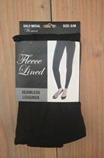 1 Pair Gold Medal  Seamless Womens Fleece Leggings Black Small/Medium New