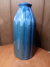 Art Pottery Blue Drip Glaze Bud Vase