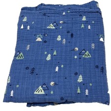 Cloud Island Blue Swaddle Blanket Tree Muslin Cotton Baby Receiving Forest