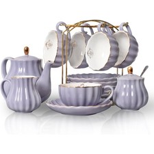 Porcelain Tea Sets British Royal Series, 8 OZ Cups Saucer Service for 6