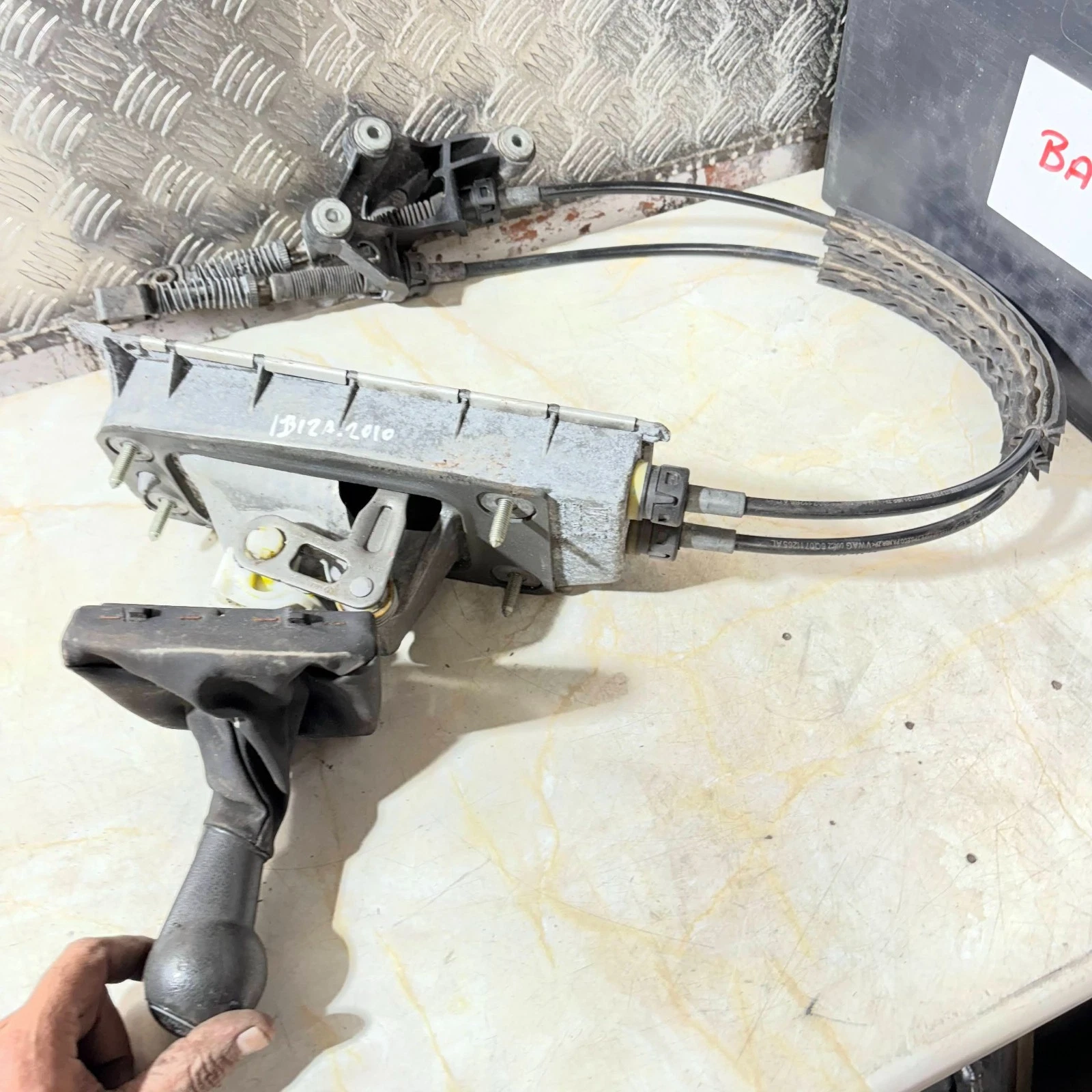 Complete used gear selector assembly prepared for dispatch