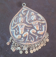 Silver Tone Metal Teardrop Engraved Fringe Da...