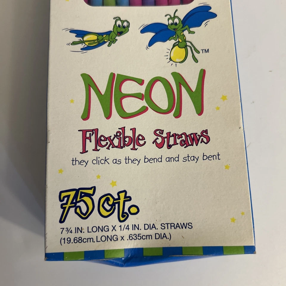 Pajitas flexibles SOLO NEON 75 ct. Clic mientras se doblan permanecen doblados 7 3/4" de largo Foto 3 de 4