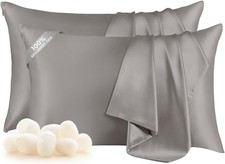 Set of 2 100 Natural Mulberry Silk Pillowcase for Hair and Skin, 19 Momme