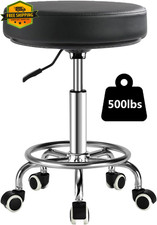 Adjustable Rolling Stool 500lb Heavy Duty Drafting Chair w Wheels Footrest