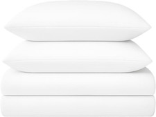 Premium 100 Cotton Sateen Duvet Cover Set - King, 400 Thread Count, White