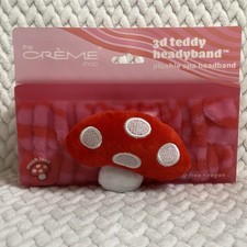 Cute Spa Headband by The Creme Shop 3D Teddy Plush Mushroom Red Pink