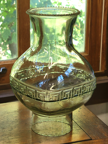 rare Antique c1900 GREEK KEY #2 Chimney Shade Oil Lamp 8-3/4" Tall x 3" fitter - Picture 6 of 9