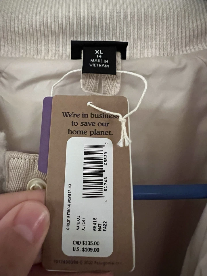 Patagonia Retro-x Bomber Jkl Natural Girl XL (14) Women XS Brandnew - Image 3 of 3