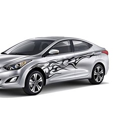 1 Set Car Body Side Truck Decal Vinyl Flame Graphics Racing Stripes Black