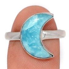 Moon - Smithsonite 925 Sterling Silver Ring Jewelry s.8.5 CR75484