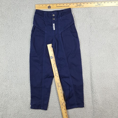 Vintage 80s High Waist Relaxed Tapered Leg Navy Blue Girl's Size 7 Jeans Pants - Picture 7 of 7