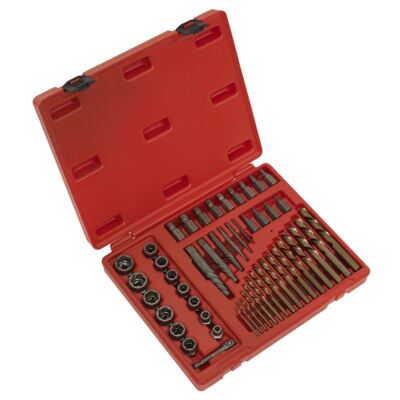 Sealey Master Extraktoren Set 49-teilig Bohrer Bits Spiralflöte Multi-Spline Bolzen