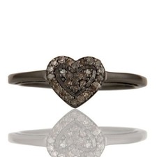 92.5 Sterling Silver Heart Shape Ring,  Pave Diamond Engagement Ring Jewelry